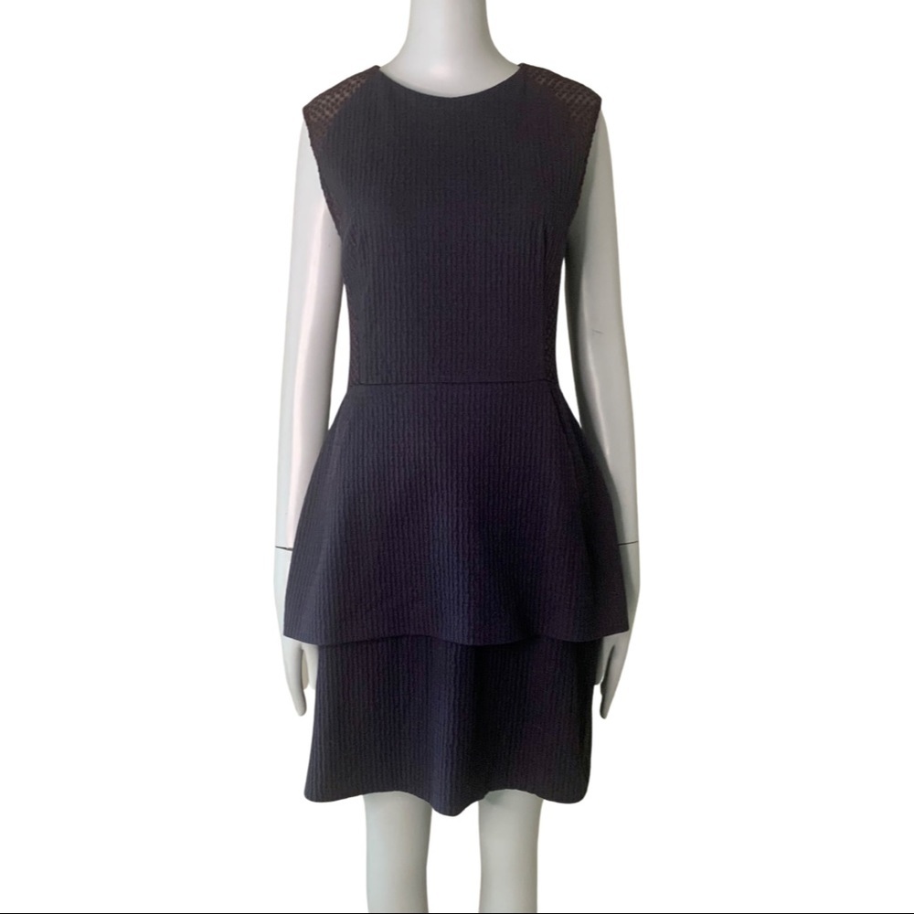 O’2ND Peplum Embroidered Sheer Sleeveless Blue Dress Size 8 - Picture 13 of 15